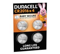 DURACELL 2016 Lithium Coin Batteries 3V (4 Pack) - Long-life Guaranteed - Baby Secure Technology - For Use in Key Fobs, Small Home Remotes, Fitness Watches - Baby Secure Packaging