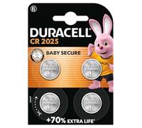Duracell DL2025B4 Lithium Coin Cell Battery CR2025 3V - Pack of 4