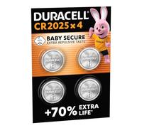 Duracell DL2025B4 Lithium Coin Cell Battery CR2025 3V - Pack of 4
