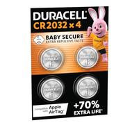 DURACELL 2032 Lithium Coin Batteries (4 Pack) 3V, CR2032 | Up to 70% Extra Life - Baby Secure Technology - For Apple AirTags, Car Keys, Home Devices, Fitness and Medical Accessories