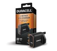 Duracell 20W Fast USB Charger UK Plug, Dual Port USB-C PD & USB-A Wall Charger, Fast Charging Plug for iPhone 16, iPhone 15, Samsung Galaxy, iPad, Pixel & USB Devices