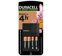 DURACELL Hi-Speed Battery Charger, 4 hours, Compatible with AA and AAA NiMh Batteries, 2x AA 1300mAh and 2x AAA 750 mAh, Rechargeable Batteries Included