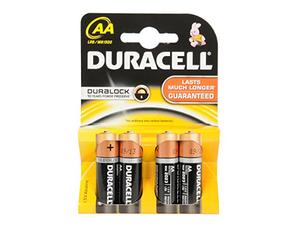 Duracell 5000394076952 AA Akeline Batteries Pack of 4 Black/Orange
