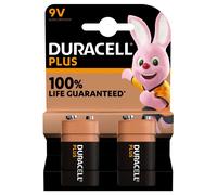 Duracell Plus 9V Battery Alkaline 100% Life Pack of 2 5011416 DU14226