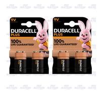 Duracell Plus 9V Batteries (4 Pack) - Alkaline - 100% Life Guaranteed - Reliability For Everyday Devices - 0% Plastic Packaging - 5-Year Storage - 6LR61 MN1604