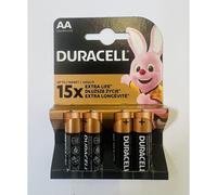 DURACELL AA BATTERIES 4 PACK 1.5V ALKALINE LR6 MN1500 EXTRA LIFE