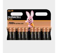 Pack of 10 Duracell Plus Power AA Batteries Black