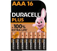 Duracell Batteries Plus AAA Alkaline 1.5V Long Lasting Fire Retardant Pack of 16