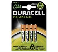 Duracell Battery Rechargeable Accu NiMH 750mAh AAA Ref 81364750 [Pack 4]