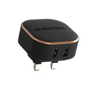 Duracell Black 24W Dual Fast USB-A 2 x 2.4A Compact Wall Charger Plug - Compatible With Smartphones, Tablets, Powerbanks & More - Flush To Wall Ergonomic Design & Fit