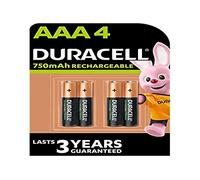 4 x Duracell AAA 750 mAh Rechargeable Batteries NiMH, HR03, DC2400 Phone,1.2V