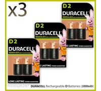 Duracell C & D Size 3000mAh Rechargeable Batteries LR14 HR14 DC1400 LR20 HR20