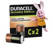 Duracell C Rechargeable Batteries (Pack of 2), 3000 mAh NiMH, Long Lasting Power