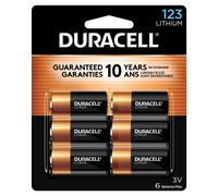 Duracell CR123A 3V Lithium Battery, 6 Count Pack, 123 3 Volt High Power Lithium Battery, Long-Lasting for Home Safety and Security Devices, High-Inte