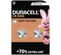 Duracell CR2032 Lithium Coin Batteries 3V (2 Pack) - Up to 70% Extra Life* - Baby Secure Technology - Recommended for use in Apple AirTag - Use in Key Fobs, Home Devices, Fitness, Medical Accessories