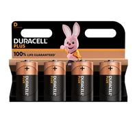 Duracell Plus 100 D4 Batteries (Pack of 4), Black