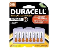 Duracell DA312B8ZM09 Easy Tab Hearing Aid Zinc Air Battery Pack, 312 Size, 1.4V, 175 mAh Capacity (Case of 6 Cards, 8 Unit per Card)
