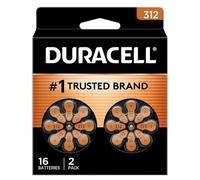 Duracell Hearing Aid Batteries Brown Size 312, 16 Count Pack, 312A Size Hearing Aid Battery with Long-lasting Power, Extra-Long EasyTab Install for Hearing Aid Devices