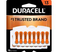 Duracell - Hearing Aid Batteries Size 13 (Orange) - long lasting battery with EasyTab for ease of installation - 16 count