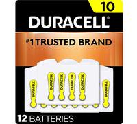 Duracell Hearing Aid Batteries Yellow Size 10, 12 Count Pack, 10A Size Hearing Aid Battery with Long-Lasting Power, Extra-Long EasyTab Install for Hearing Aid Devices