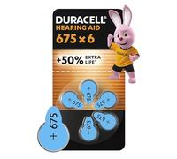 Duracell size 675 Hearing Aids batteries (pack of 6) +50% Extra Life, Easy Installation, 100% recyclable packaging, guaranteed 4 years in storage