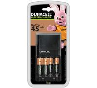 DURACELL Hi-Speed Battery Charger, 45 minutes, Compatible with AA and AAA NiMh Batteries, 2x AA 1300mAh and 2x AAA 750 mAh, Rechargeable Batteries Included