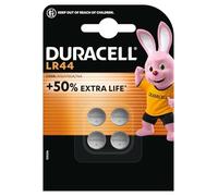 DURACELL LR44 (4 Pack) Specialty Alkaline Battery 1.5V (A76)- +50% EXTRA LIFE- For Thermometers, Flashlights, Watches, Security Systems & Medical Devices - 5-Year Storage Guarantee - Leak Prevention
