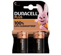 Duracell MN1400 B2 Plus C Batteries Pack of 2 Long Lasting Alkaline Power