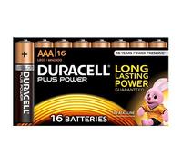 Duracell MN2400 Plus Power Alkaline AAA Size Batteries, 16 Batteries, black