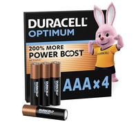 DURACELL Optimum AAA Alkaline Batteries (4 Pack) 1.5V, LR03 | Triple A Battery - 200% More Power Boost Actives - For High Drain Devices - Surveillance Systems - 100% Recyclable Packaging