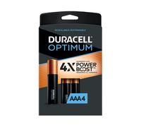 Duracell Optimum AAA Batteries | 4 Pack | Triple A Power Battery Life | AAA Alkaline Battery Ideal for Home and Office Devices | Resealable Pack for