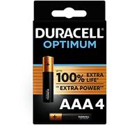 Duracell Optimum AAA Batteries (Pack of 4) - 1.5V Alkaline Batteries - Up to 100% Extra Life or Extra Power - For the Needs of Modern Devices - 100% Recyclable - LR03 MX2400