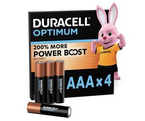 Duracell Optimum Alkaline AAA Batteries - Pack of 4