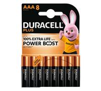 Duracell Plus AAA Batteries (8 Pack) - Alkaline 1.5V - Up To 100% Extra Life - Reliability For Everyday Devices - 0% Plastic Packaging - 10-Year Storage - LR03 MN2400
