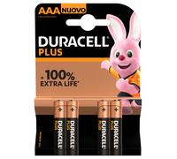 Duracell Plus AAA Battery Alkaline 100% Extra Life Pack of 4 5009378 DU14111