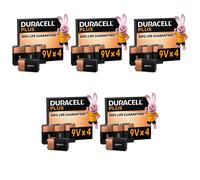 Duracell Plus 9V Alkaline Batteries 20 Pack MN1604 6LR61 Reliable Power Cells