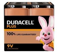 Duracell Plus 9V Alkaline Batteries - Pack of 4