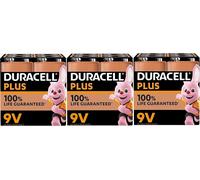 Duracell Plus 9V Alkaline Batteries MN1604 6LR61 Long Lasting Power
