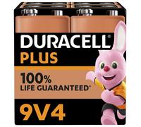 Duracell Plus 9V Alkaline Batteries - Pack of 4