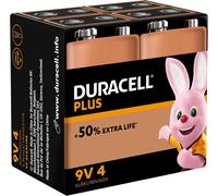 Duracell Plus 9V Alkaline Batteries - Pack of 4