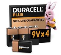 Duracell Plus 9V Alkaline Batteries - Pack of 4