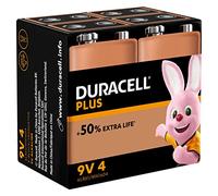 Duracell Plus Power Type 9V Alkaline Batteries, Pack of 4