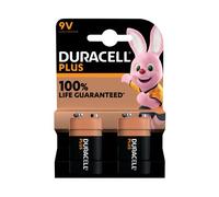 Duracell Plus 9V Battery Alkaline 100% Life (Pack of 2) 5011416