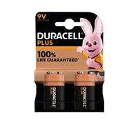 Duracell Plus 9V Battery Alkaline 100% Life Pack of 2 5011416 DU14226