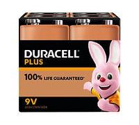 DURACELL 9V Plus Power Alkaline Batteries +100% Life - 4 Pack