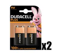Duracell Plus 9V Battery Alkaline 100% Life Pack of 2 5011416 DU14226