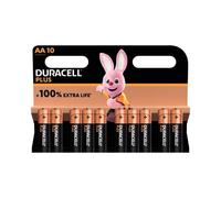 Pack of 10 Duracell Plus Power AA Batteries Black