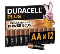 Duracell Plus AA Batteries (12 Pack) - Alkaline 1.5V - Up to 100% Extra Life - Reliability for Everyday Devices - 0% Plastic Packaging - 10 Year Storage - LR6 MN1500
