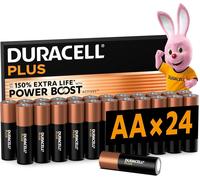 DURACELL PLUS AA ALKALINE BATTERIES (24 PACK) 1.5V MN1500 10 YEARS STORAGE