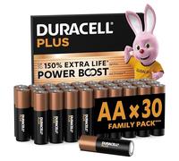 DURACELL Plus AA Alkaline Batteries (30 Pack) 1.5V, LR06 | Double A Battery-Up to 150% Extra Life-Power Boost Actives-Gaming Controllers, Digital Cameras-100% Recyclable Packaging